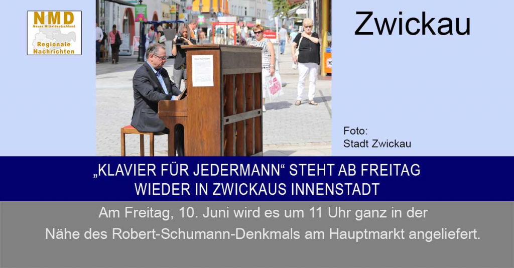 „Klavier für Jedermann“ steht ab Freitag wieder in Zwickaus Innenstadt